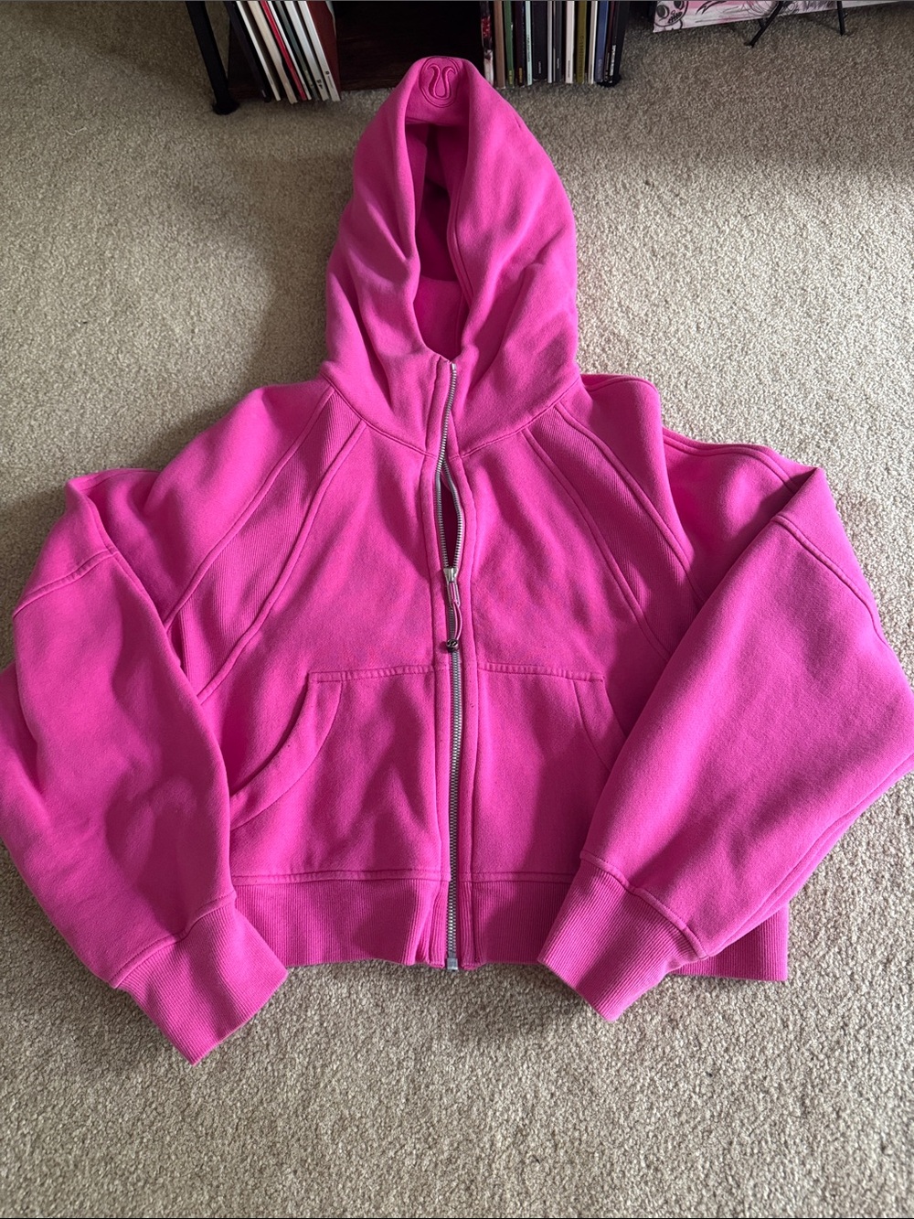 Lulu Pink Hooded Zip-Up Jacket, size s/m